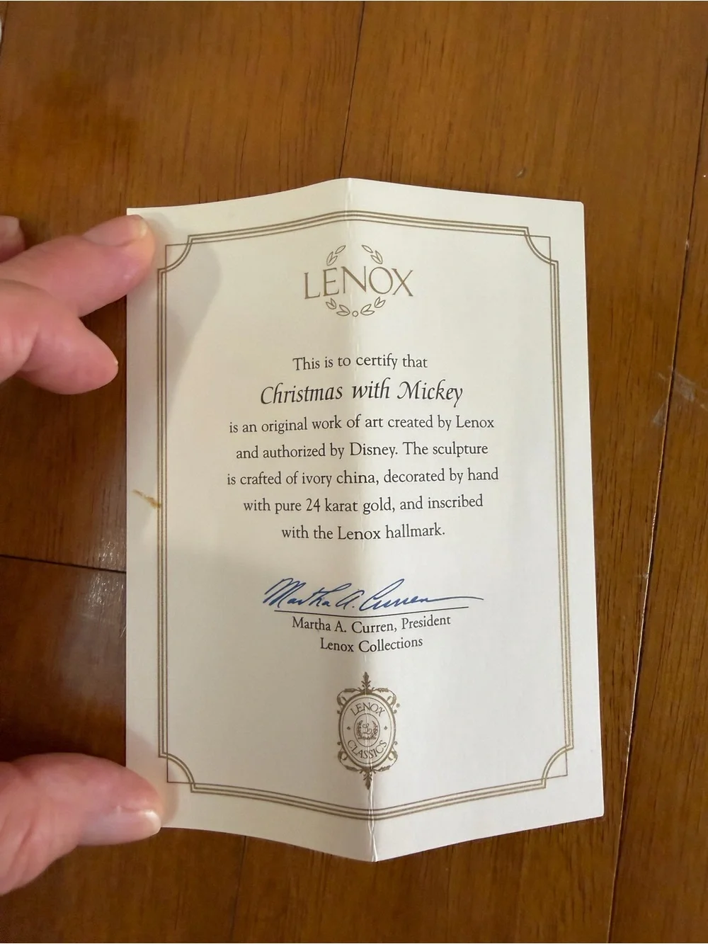 Lenox Disney Christmas with Mickey Figurine 24K Gold w/ Original Box & COA